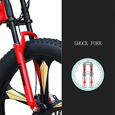 Wmmner Mountainbike, 66 cm (26 Zoll), 27-Gang, High-Carbon-Stahlrahmen, Vollfederung, Dual-Scheibenbremse, 10,16 cm (4,0 Zoll) dicke Räder für Trail und Strandfahren/Schwarz (A)/66 cm (27 Zoll)