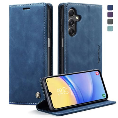 KZB Handyhülle für Samsung Galaxy A15 5G Hülle Premium Leder Klappbar Tasche Flip Case Magnet Kartenfach Standfunktion Klapphülle Schutzhülle für Samsung Galaxy A15 4G/5G - Blau