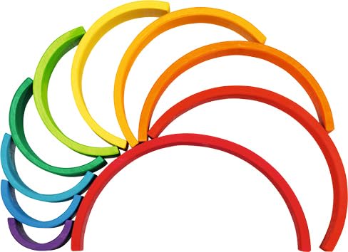 goki 58478 - Bausteine Regenbogen aus Ahornholz - goki Evolution - 11 Teile - Bunte Farben auf Wasserbasis - Montessori-Spielzeug - Made in EU