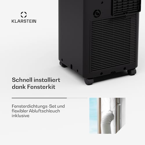 Klarstein Mobile Klimaanlage mit Abluftschlauch, 7000 BTU - praktischer Luftentfeuchter, Ventilator & Kühler in einem, inklusive Kit - ideal für Räume bis 25 qm