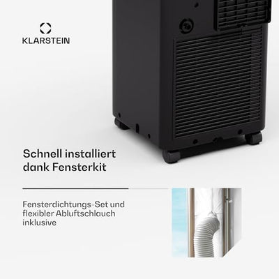 Klarstein Mobile Klimaanlage mit Abluftschlauch, 7000 BTU - praktischer Luftentfeuchter, Ventilator & Kühler in einem, inklusive Kit - ideal für Räume bis 25 qm