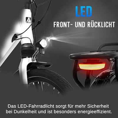 AsVIVA E-Bike Klapprad 20 Zoll – faltbares Pedelec für Erwachsene, 14,0Ah Samsung Akku, bis 100 km Reichweite, 25 km/h – leichtes E-Faltrad für Damen & Herren – elektrisch & kompakt (Weiß)