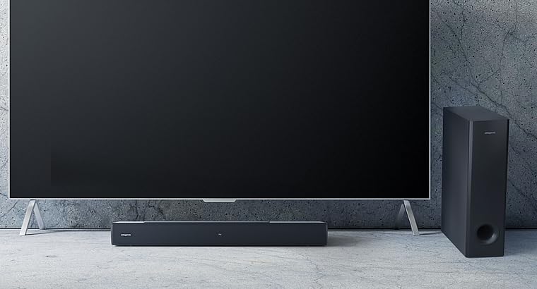 Creative Stage V2 2.1 Soundbar mit Subwoofer, Clear Dialog und Surround von Sound Blaster, Bluetooth 5.0, TV ARC, Optical sowie USB Audio, Wandmontage möglich, Bass- und Höheneinstellung, für TV