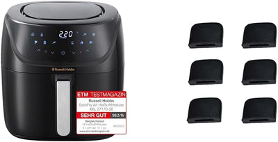 Russell Hobbs Heißluftfritteuse Set: XXL 8l [kompaktes Gehäuse | 7 Kochfunktionen|10 Programme] AirFryer 27170-56 + Ersatzteil Gummifüße für Grillplatte [6 Stück] N700685