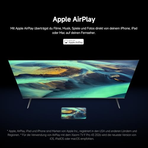 Xiaomi F Pro, 43 Zoll (101 cm), 4K UHD QLED, Smart TV, Fire TV, Triple Tuner DVB-C/S/S2/T/T2, HDR10+, MEMC, Sprachsteuerung mit Alexa, 2GB+32GB, Kompatibel mit Apple AirPlay