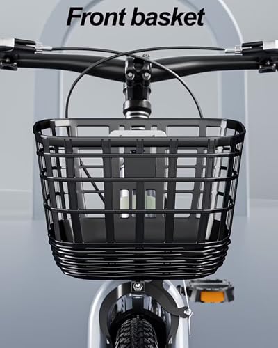 LSQXSS Mountainbike für Jugendliche, Fahrrad mit Einer Geschwindigkeit, Vorder- und Hinterradbremsen, Stadtrad, höhenverstellbarer Sattel, Komfortables Cruiser-Bike mit Gepäckträger hinten