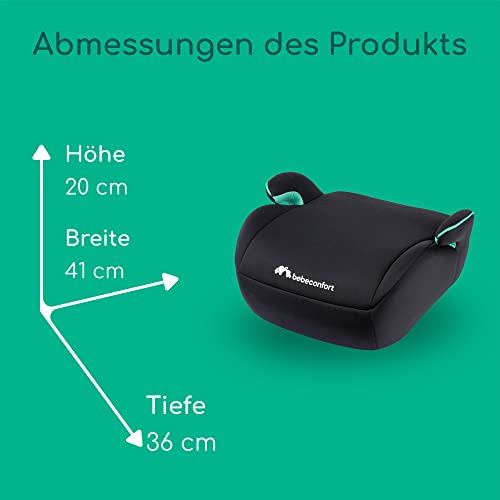 Bebeconfort Manga i-Safe, Reboarder Kindersitz, 6–12 Jahre, 125–150 cm, Folgekindersitz, Kompakt & Leicht (<1 kg), Einfache Gurtmontage, Gepolstert, Soft-Touch-Gewebe, Full Black