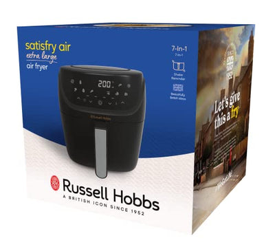 Russell Hobbs Heißluftfritteuse XXL 8L Rapid AirFryer [kompaktes Gehäuse,7 Kochfunktionen,10 Programme] SatisFry (spülmaschinenfest, max 220°C, Fritteuse ohne Öl, Grillen, Backen, Braten) 27170-56