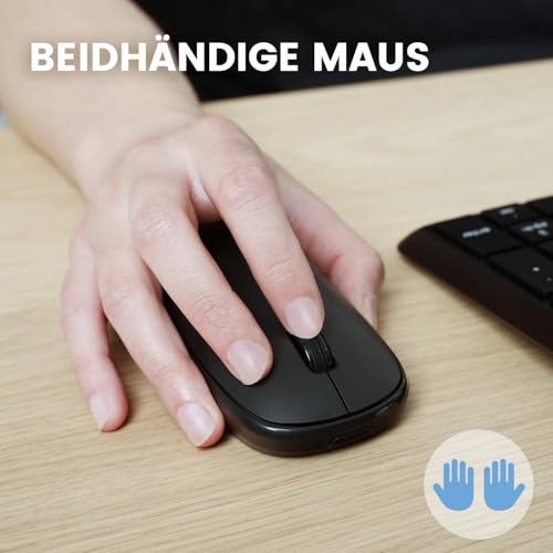 Perixx PERIDUO-716, Kabellose 2,4-GHz Tastatur-Maus-Set, Standardgröße - Schwarz, Deutsches QWERTZ