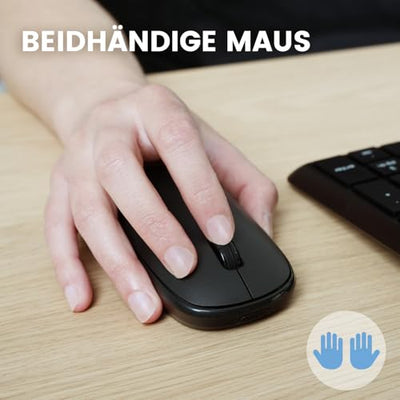 Perixx PERIDUO-716, Kabellose 2,4-GHz Tastatur-Maus-Set, Standardgröße - Schwarz, Deutsches QWERTZ