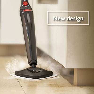 Vileda Steam Plus Dampfreiniger mit PowerPad, zusätzl. 2 Mikrofaser-Ersatzpads, entfernt bis zu 99,9% der Bakterien und Viren, für alle Böden, ideal für Teppiche, Eco-Verpackung
