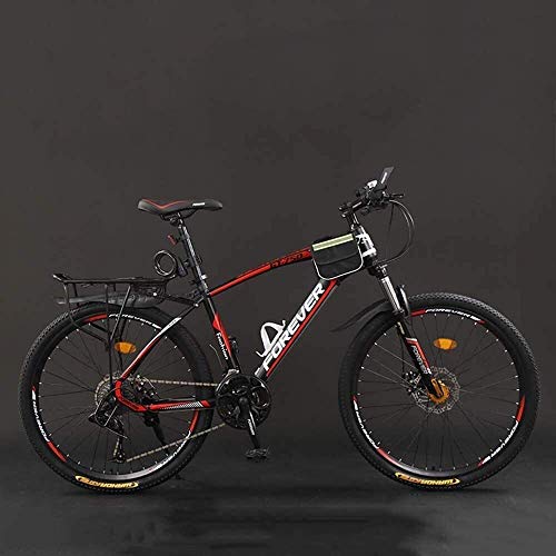 MU Fahrrad, 24 Zoll 21/24/27/30 Geschwindigkeit Mountain Bikes, Hard Tail-Gebirgsfahrrad, Leicht Fahrrad Mit Verstellbarem Sitz, Doppelscheibenbremse,Schwarz Rot,30 Drehzahl