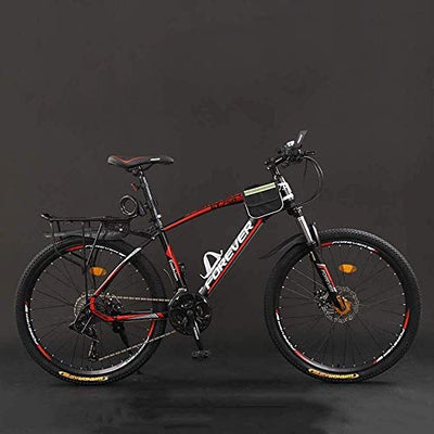 MU Fahrrad, 24 Zoll 21/24/27/30 Geschwindigkeit Mountain Bikes, Hard Tail-Gebirgsfahrrad, Leicht Fahrrad Mit Verstellbarem Sitz, Doppelscheibenbremse,Schwarz Rot,30 Drehzahl