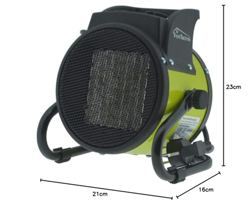 Tronitechnik® 2000 Watt Elektroheizer Heizlüfter Bauheizer Keramik Heizstrahler elektrisch Heizgerät mit Thermostat Elektroheizer mit 3 Heizstufen, Heizgebläse für Innen- und Außeneinsatz