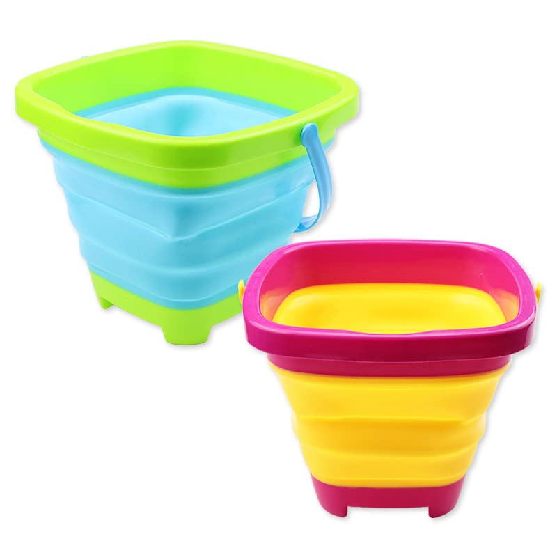 TLHWIN 3 STÜCKE Faltbarer Eimer Teleskopeimer Eimer Sandeimer Silikon Faltbarer Eimer, für Kinder Strand Spielen Campingausrüstung Wasser Fisch Waschen Garten Sommer Schwimmen Spielzeug Zuhause (B)