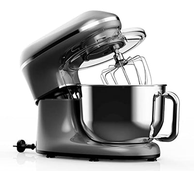 Fentic Küchenmaschine - 2000W - Edelstahl Rührschüssel (6,2 L) - Knetmaschine mit Rührhaken, Knethaken, Schlagbesen und Spritzschutz - Inkl. Schutzhülle und zusätzlichem Zubehör - Anthrazit