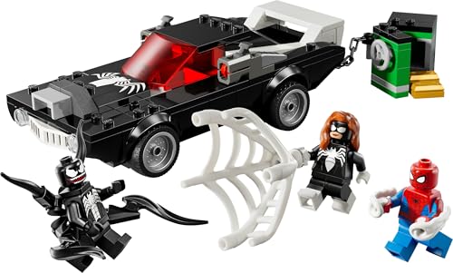 LEGO Marvel Spider-Man Mech vs. Venom Muscle Car - Auto Spielzeug mit 3 Superhelden Minifiguren - Modellauto mit Shootern - Geschenk für Jungen und Mädchen ab 7 Jahren 76309