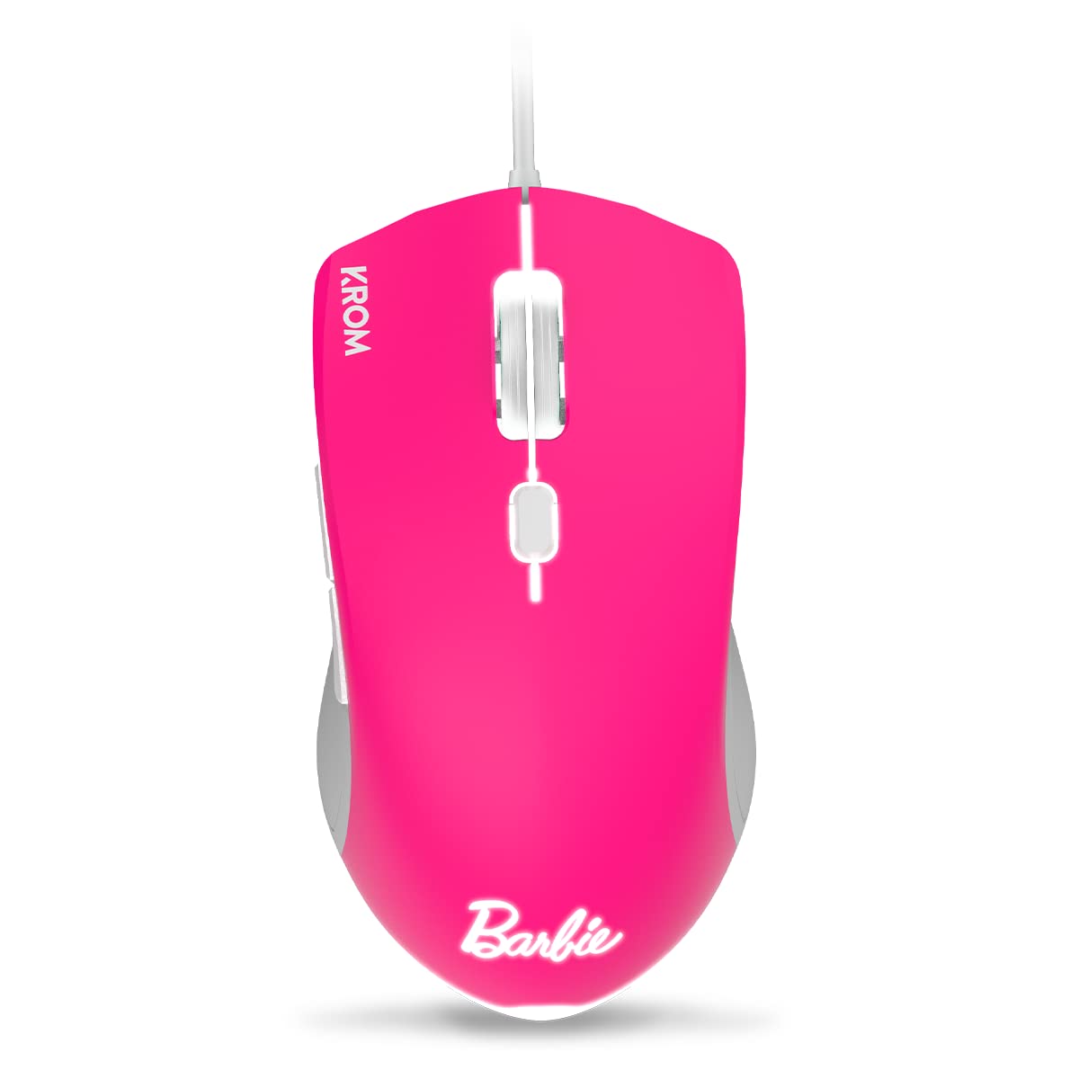 KROM Maus und -Mausunterlage Barbie Edition Kandy - Weiße LED-Membrantastatur, Maus optischem Sensor 6400 DPI, Mause-Matte hat eine Gummibasis, Italienisch Layout, pink