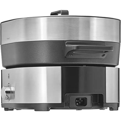 WMF Lono Hot Pot & Dampfgarer elektrisch 3,6l, chinesisches Fondue für 6 Personen, elektrische Dampfgarer, Dampfaufsatz für Dim Sum, Bao, Garkörbchen, 1700W, edelstahl matt