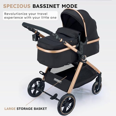 Accombe 2-in-1-Baby-Kinderwagen, umwandelbarer Stubenwagen für Säuglinge und Neugeborene 0-36 Monate