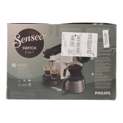 Philips Senseo Switch Pad- und Filterkaffeemaschine, 2-in-1-Brühtechnologie, 1-Liter-Wasserbehälter, 7 Tassen in einem Durchgang, Weiß (HD6592/04)