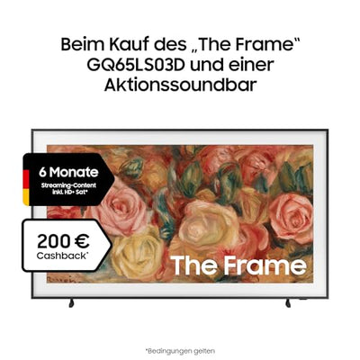Samsung QLED 4K Fernseher The Frame 65 Zoll, Samsung TV mit mattem Display und austauschbarem Rahmen, Art Mode, Smart TV, GQ65LS03DAUXZG, Deutsches Modell [2024]