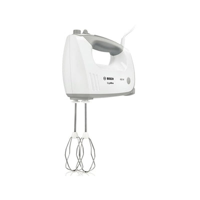 Bosch Hausgeräte ErgoMixx MFQ36400, 2 Rührbesen, 2 Edelstahl-Knethaken, spülmaschinengeeignet, 5 Stufen plus Turbostufe, 450 W, weiß