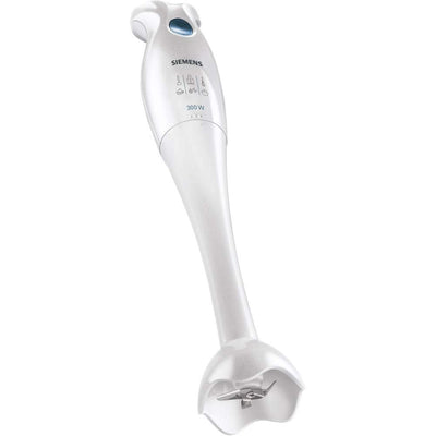 Siemens Stabmixer MQ5B150N, 4-Klingen-Messer, Mix- und Messbecher, abnehmbarer Mixfuß, ergonomischer Griff, einfache Reinigung, 300 W, weiß/blau