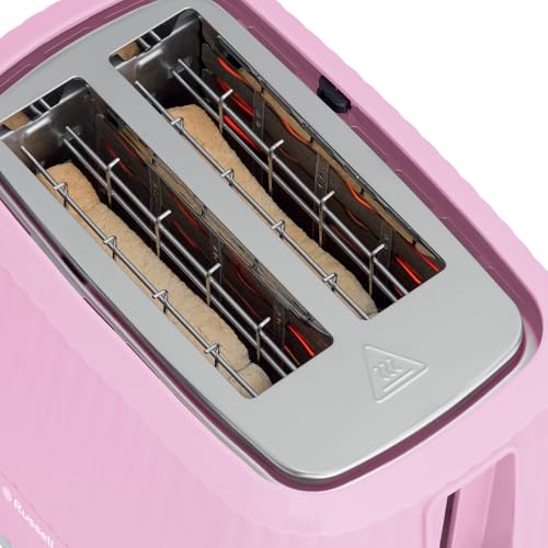 Russell Hobbs Toaster [für 2 Scheiben] Eden (6 Bräunungsstufen, Hebefunktion, Auftau-, Aufwärm- & Stoppfunktion, Krümelschublade, Brötchenaufsatz, Himbeere) 27372-56