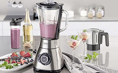 CASO B 1800 PowerBlender-Set - Standmixer, 28.000 U/min, Glasbehälter 1,75 L, inkl. Trinkflasche und Zerkleiner, Mixer Testsieger mit sehr gut, Edelstahl