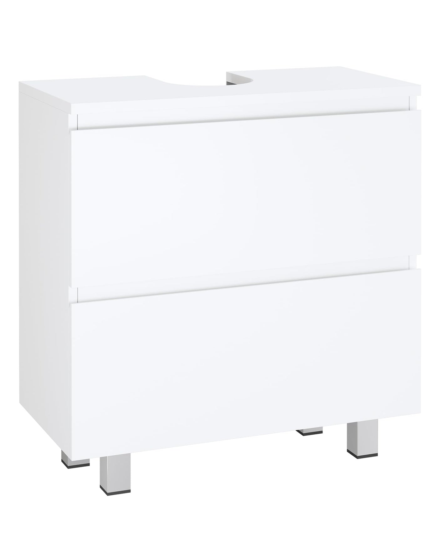 KIMENICH Waschbeckenunterschrank, Badezimmerschrank mit 2 Große Schubladen, Unterschrank Waschbecken mit Füßen, Viel Stauraum, 60 x 30 x 56 cm, Weiß