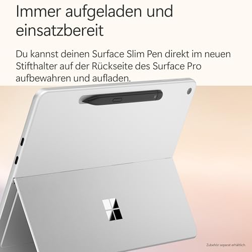 Microsoft Surface Pro | Copilot+ PC | 12” LCD Touchscreen | Snapdragon® X Plus | 16GB RAM | 512GB Speicher | Neuestes Modell | Platin