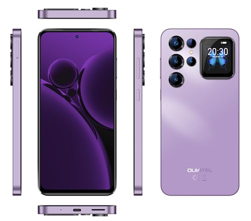OUKITEL C68 Plus Handy ohne Vertrag, 24GB+512GB/1TB Smartphone ohne Vertrag, 7,2" 90Hz Display mit 1,81" Rückbildschirm, 6000mAh Handy, 5G Dual SIM/Fingerabdruck/Face ID/BT5.0/NFC - Violett