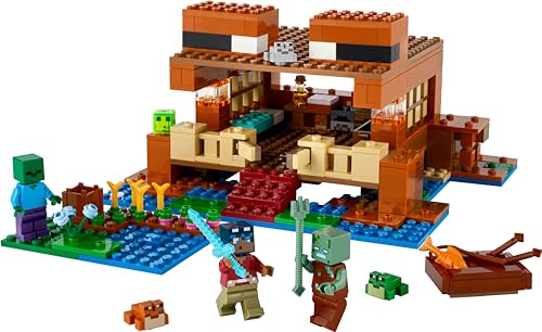 LEGO Minecraft Das Froschhaus - Spielzeug mit Boot, Tierfiguren & Zubehör - Gaming Spielset mit Ruderboot, Ofen, Kuchen und Honig - Gamer Geschenk für Jungen & Mädchen ab 8 Jahren - 21256