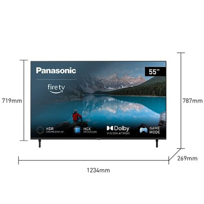 Panasonic TX-55MXW834, 55 Zoll 4K Ultra HD LED Smart TV, High Dynamic Range (HDR), Dolby Atmos & Dolby Vision, Fire TV, Prime Video, Alexa, Netflix, Game Modus, Schwarz