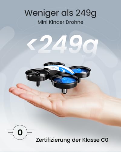 Holy Stone HS210 Mini Drohne für Kinder,RC Quadrocopter Nano Drone mit 3 Akkus 21 Min. Lange Flugzeit, Auto Höhenhaltung, 360° Rollen, Kopfloss Modus, One Key Start Indoor Geschenk Anfänger,Blau,C0