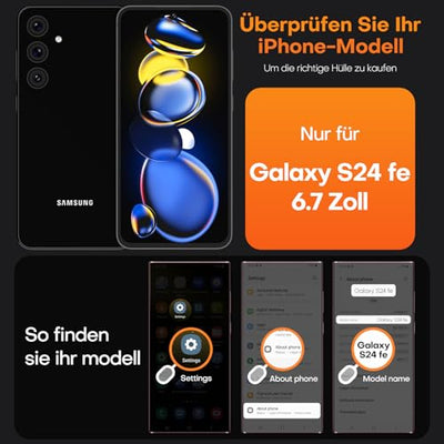 TAURI 3 in 1 für Samsung Galaxy S24 FE Hülle, Handyhülle für S24 FE Case, mit 1 Handyhülle + 2 Stück Schutzfolie, Anti-Gelb Stoßfest Schutzhülle -Transparent