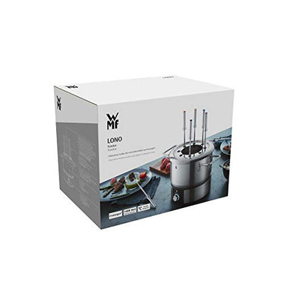 WMF Lono Fondueset für 8 Personen, Fondue elektrisch, 1400 W, Temperaturregulierung, Gabel-Halterung, Induktionstopf 1,2l, Hot Pot, edelstahl matt