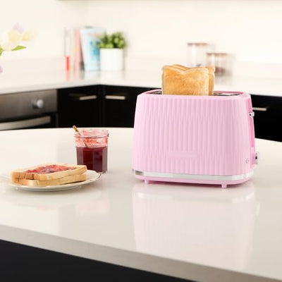 Russell Hobbs Toaster [für 2 Scheiben] Eden (6 Bräunungsstufen, Hebefunktion, Auftau-, Aufwärm- & Stoppfunktion, Krümelschublade, Brötchenaufsatz, Himbeere) 27372-56