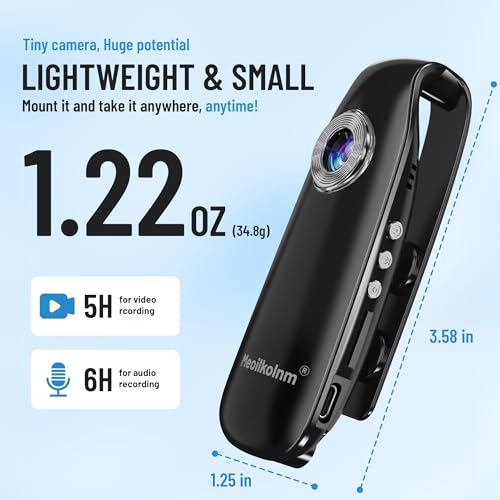 Mini Body Kamera mit Audio- und Videoaufnahme 1080P 64GB Bewegungserkennung Videorecorder Tragbarer POV Camcorder mit magnetischer Tasche Tragbarer DV für Radfahren, Haustiere, Wandern, Travaling