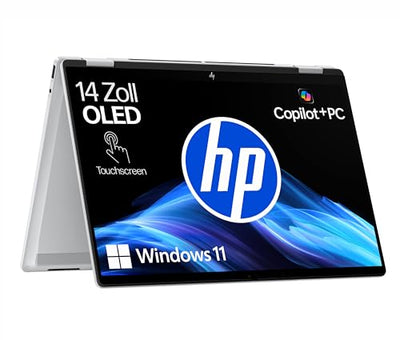 HP OmniBook X Flip 2in1 Next Gen AI Laptop | Intel Core Ultra 7 256V | dedizierte NPU für KI | 47 NPU Tops | Copilot+ PC | 14" 3K 2880x1800 OLED Touchscreen | 16GB | 1TB SSD | Win11 | QWERTZ | Silber