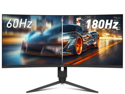 ODYS Gaming Monitor XP34 PRO-X - 34 Zoll (86 cm), Curved (1500R), 180 Hz, UWQHD (3.440x1.440 px), 1ms Reaktionszeit, HDR, FreeSync/G-Sync komp., Eye Care, HDMI, DP, 3,5mm Audio