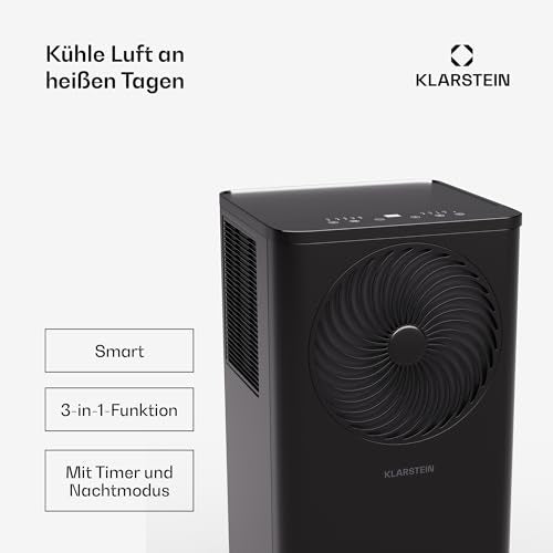 Klarstein Mobile Klimaanlage mit Abluftschlauch, 7000 BTU - praktischer Luftentfeuchter, Ventilator & Kühler in einem, inklusive Kit - ideal für Räume bis 25 qm