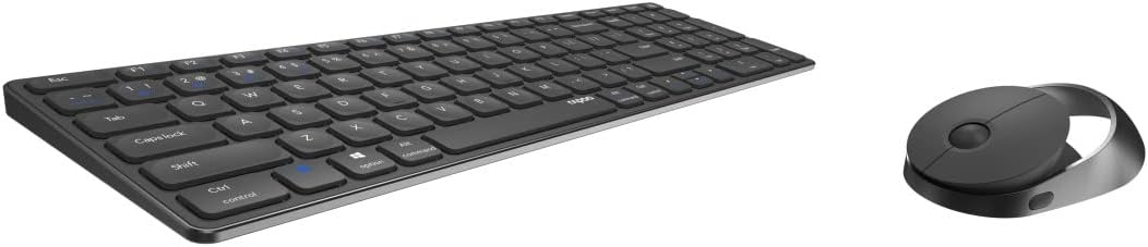 Rapoo 9750M kabelloses Tastatur-Maus Set Wireless Deskset 1600 DPI Sensor wiederaufladbarer Akku flaches Aluminium Design DE-Layout QWERTZ PC & Mac - dunkelgrau