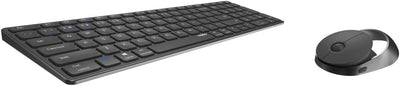 Rapoo 9750M kabelloses Tastatur-Maus Set Wireless Deskset 1600 DPI Sensor wiederaufladbarer Akku flaches Aluminium Design DE-Layout QWERTZ PC & Mac - dunkelgrau