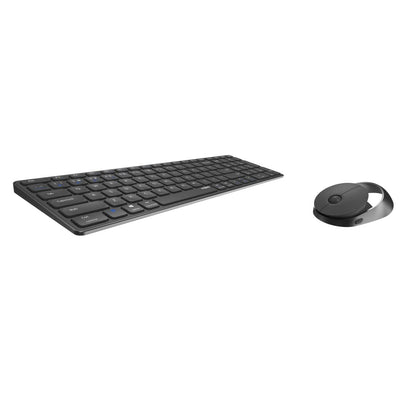 Rapoo 9750M kabelloses Tastatur-Maus Set Wireless Deskset 1600 DPI Sensor wiederaufladbarer Akku flaches Aluminium Design DE-Layout QWERTZ PC & Mac - dunkelgrau