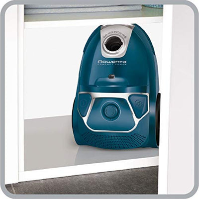 Rowenta RO3950 Staubsauger mit Beutel Compact Power Bodenstaubsauger (AAA-Energie-Label, 750 Watt, 3L Staubvolumen, Staubfüllanzeige, inkl. Zubehör, integrierter Tragegriff) blau