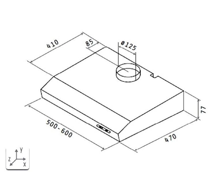 Respekta Dunstabzugshaube unterbau / Unterbau-Dunstabzugshaube 50 cm / Metallgehäuse in Edelstahl Look / Abluft - und Umluftfunktion / DH540IXL / C / 52–68 dB