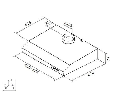 Respekta Dunstabzugshaube unterbau / Unterbau-Dunstabzugshaube 50 cm / Metallgehäuse in Edelstahl Look / Abluft - und Umluftfunktion / DH540IXL / C / 52–68 dB