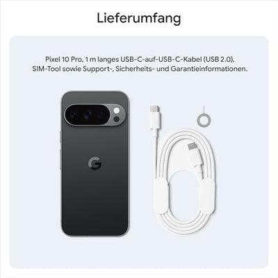 Google Pixel 10 Pro – Android-Smartphone ohne SIM-Lock, mit Gemini, Dreifach-Rückkamerasystem, mehr als 24 Stunden Akkulaufzeit und 6,3 Zoll großem Super Actua-Display – Obsidian, 1TB